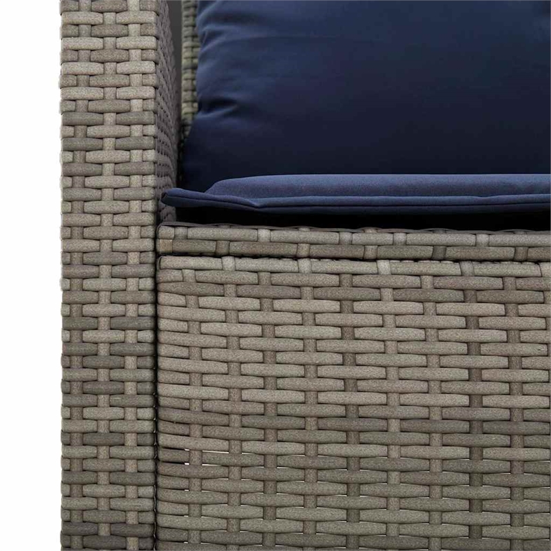 vidaXL PE Rattan And Powder-Coated Steel Garden Sofa Set in Grey And Navy Blue