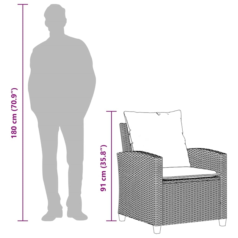 vidaXL PE Rattan And Powder-Coated Steel Garden Sofa Set in Grey And Navy Blue