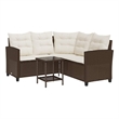 vidaXL L-Size PE Rattan Garden Sofa in Brown And Cream