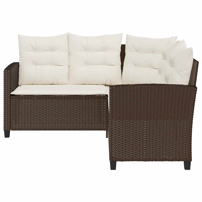 vidaXL L-Size PE Rattan Garden Sofa in Brown And Cream
