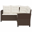 vidaXL L-Size PE Rattan Garden Sofa in Brown And Cream