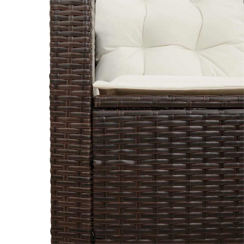 vidaXL L-Size PE Rattan Garden Sofa in Brown And Cream