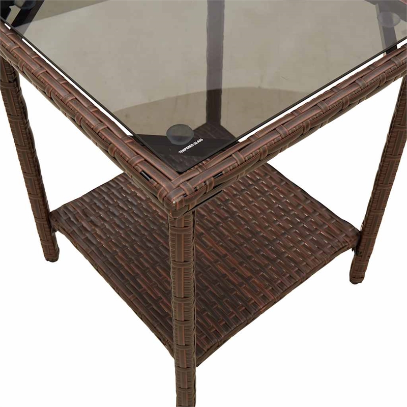 vidaXL L-Size PE Rattan Garden Sofa in Brown And Cream