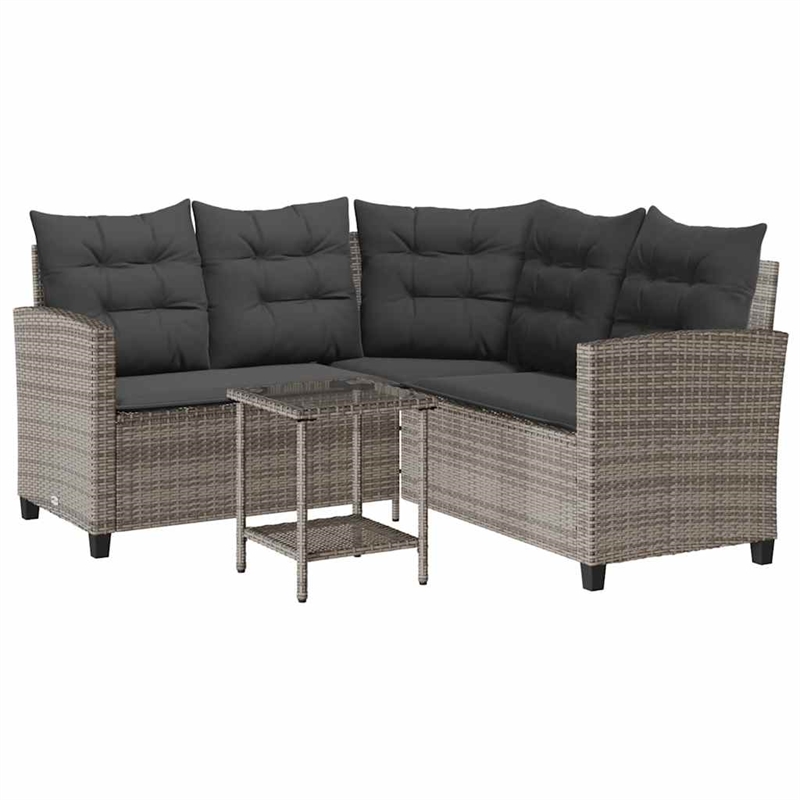vidaXL Medium PE Rattan Garden Sofa With Adjustable Feet in Grey And Dark Grey