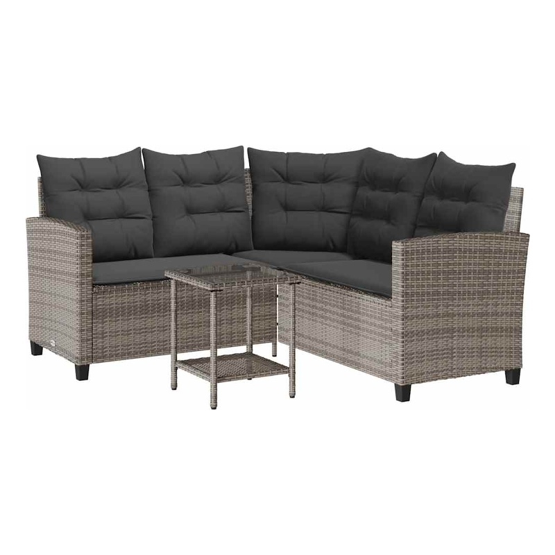vidaXL Medium PE Rattan Garden Sofa With Adjustable Feet in Grey And Dark Grey