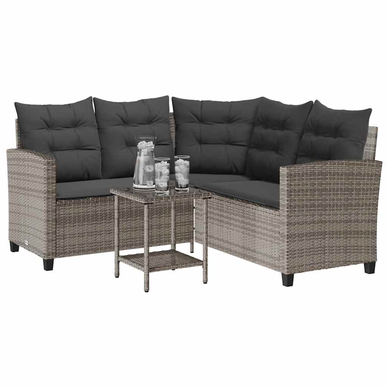 vidaXL Medium PE Rattan Garden Sofa With Adjustable Feet in Grey And Dark Grey