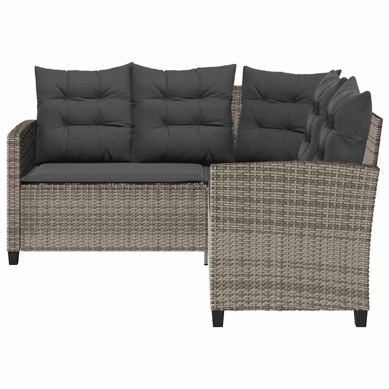 vidaXL Medium PE Rattan Garden Sofa With Adjustable Feet in Grey And Dark Grey
