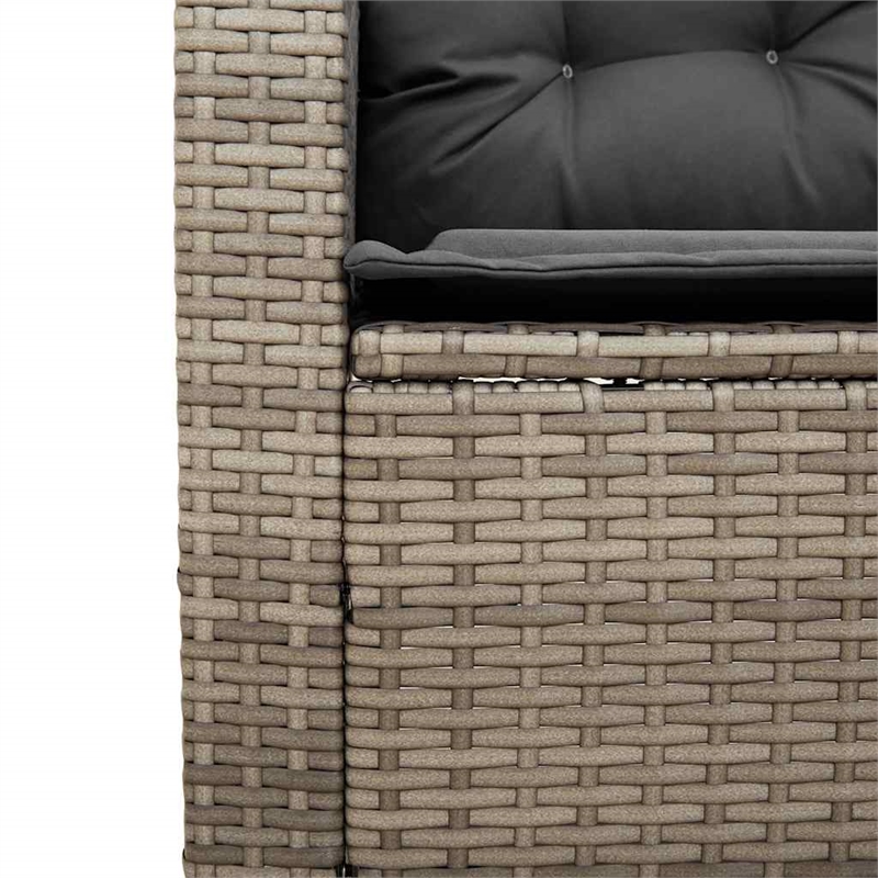 vidaXL Medium PE Rattan Garden Sofa With Adjustable Feet in Grey And Dark Grey