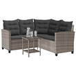 vidaXL Medium PE Rattan Garden Sofa With Adjustable Feet in Grey And Dark Grey