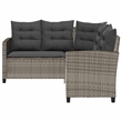 vidaXL Medium PE Rattan Garden Sofa With Adjustable Feet in Grey And Dark Grey
