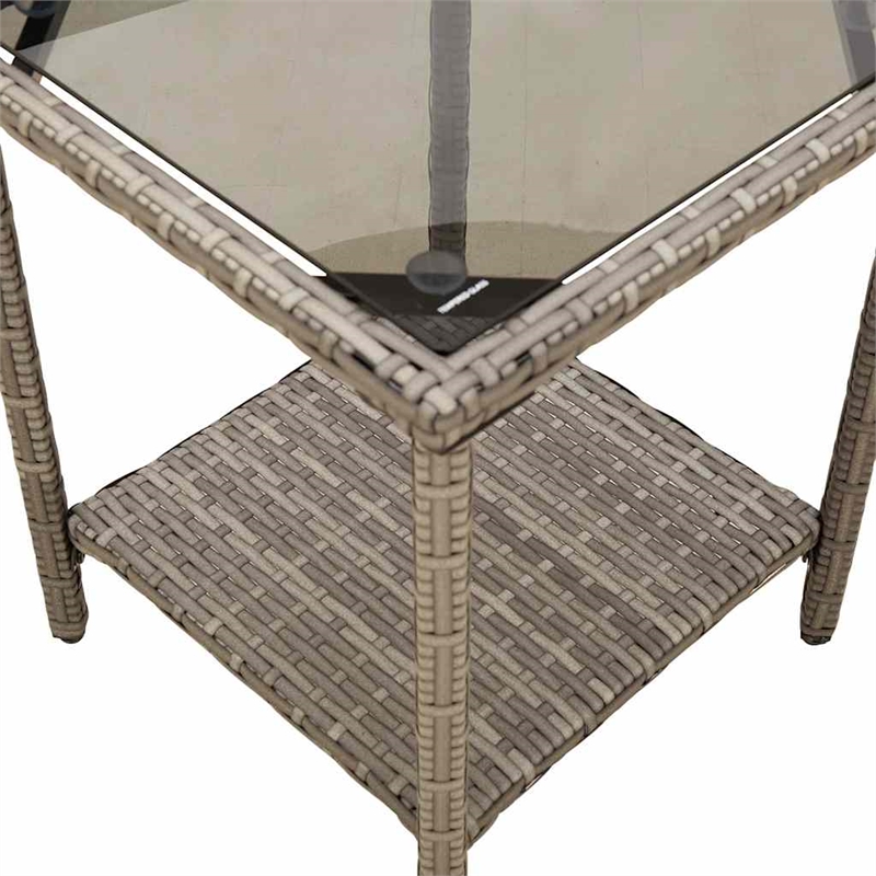 vidaXL Medium PE Rattan Garden Sofa With Adjustable Feet in Grey And Dark Grey