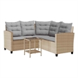 vidaXL Garden Sofa in Beige And Light Grey