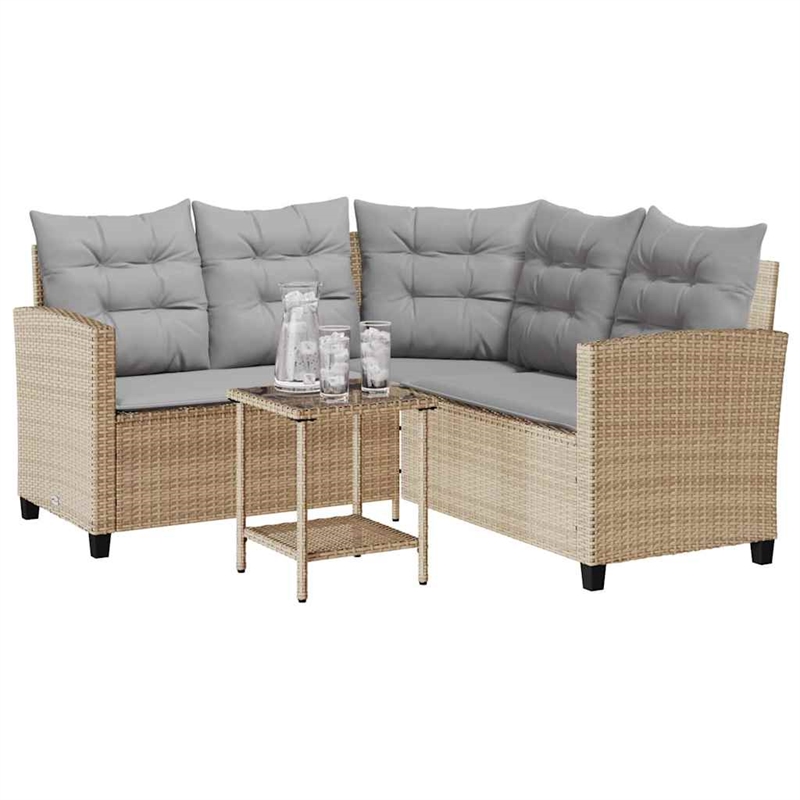 vidaXL Garden Sofa in Beige And Light Grey