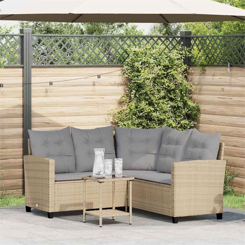 vidaXL Garden Sofa in Beige And Light Grey