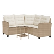 vidaXL PE Rattan And Powder-Coated Steel And Tempered Glass Garden Sofa in Beige