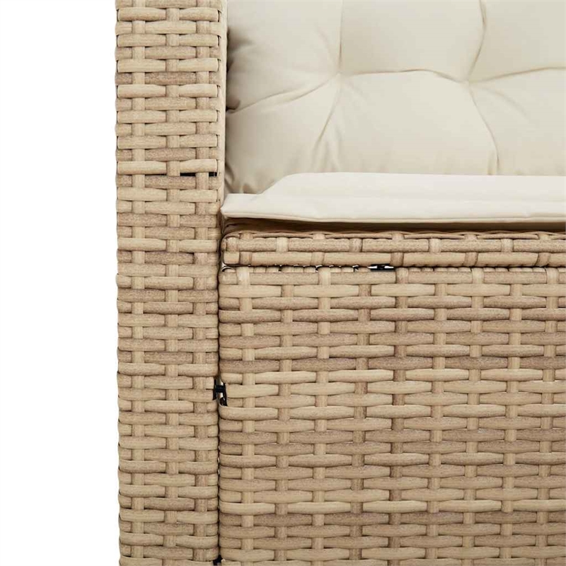 vidaXL PE Rattan And Powder-Coated Steel And Tempered Glass Garden Sofa in Beige