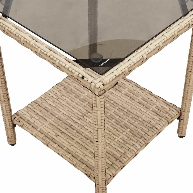vidaXL PE Rattan And Powder-Coated Steel And Tempered Glass Garden Sofa in Beige