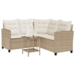 vidaXL PE Rattan And Powder-Coated Steel And Tempered Glass Garden Sofa in Beige
