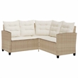 vidaXL PE Rattan And Powder-Coated Steel And Tempered Glass Garden Sofa in Beige