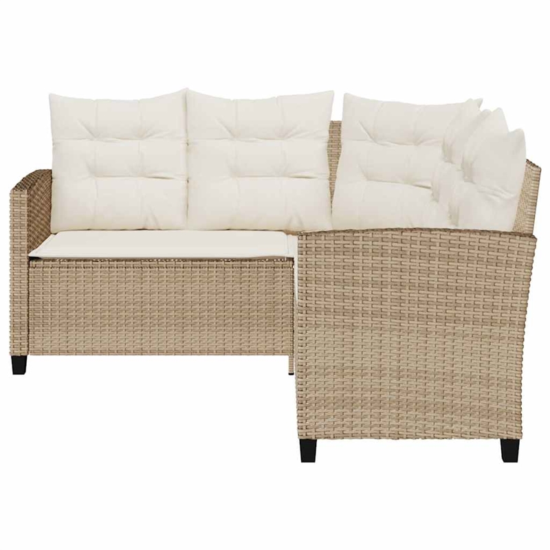 vidaXL PE Rattan And Powder-Coated Steel And Tempered Glass Garden Sofa in Beige