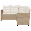 vidaXL PE Rattan And Powder-Coated Steel And Tempered Glass Garden Sofa in Beige