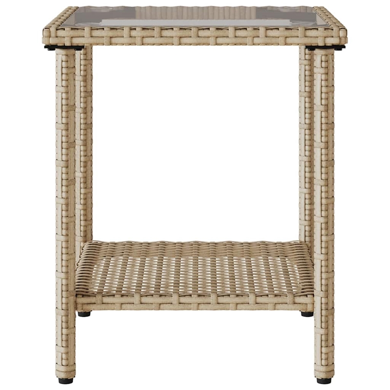 vidaXL PE Rattan And Powder-Coated Steel And Tempered Glass Garden Sofa in Beige