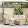 vidaXL PE Rattan And Powder-Coated Steel And Tempered Glass Garden Sofa in Beige