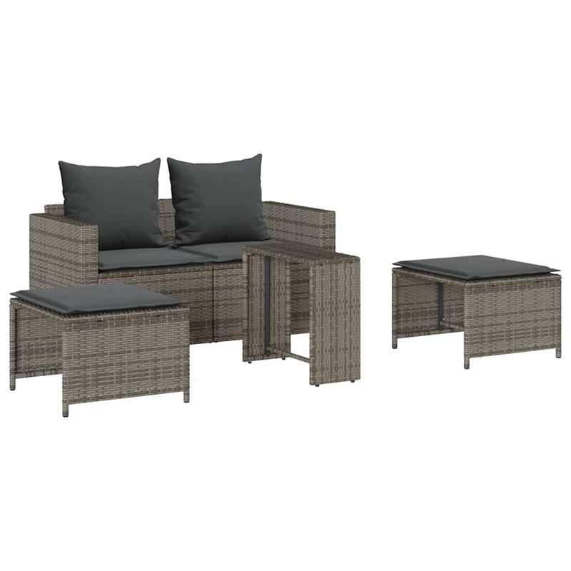 vidaXL Garden Sofa Set in Grey And Dark Grey