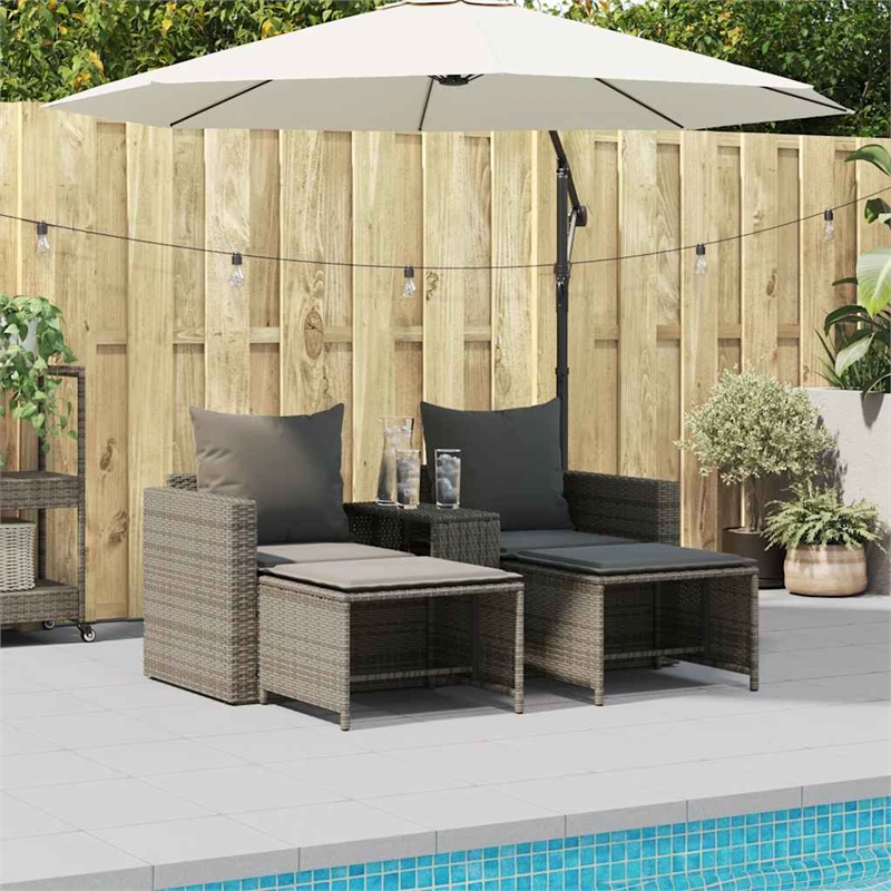 vidaXL Garden Sofa Set in Grey And Dark Grey