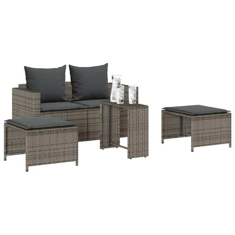 vidaXL Garden Sofa Set in Grey And Dark Grey