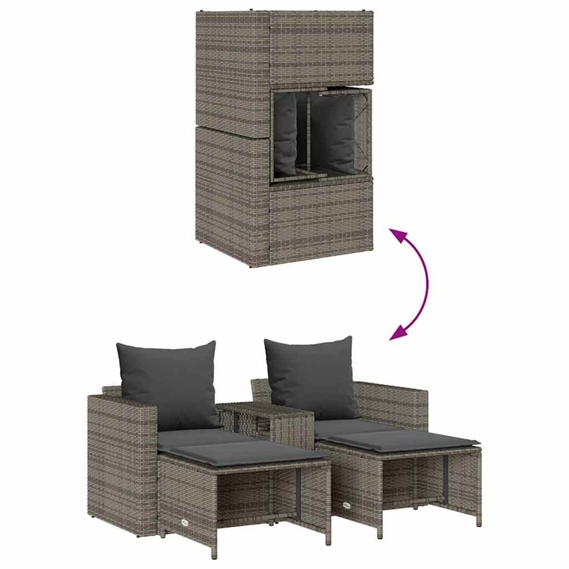 vidaXL Garden Sofa Set in Grey And Dark Grey