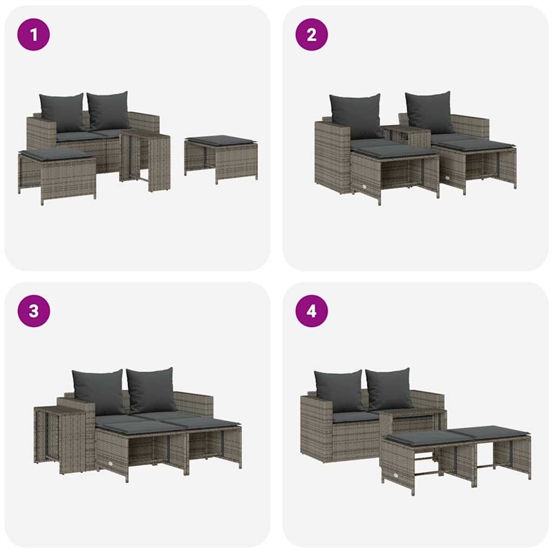 vidaXL Garden Sofa Set in Grey And Dark Grey
