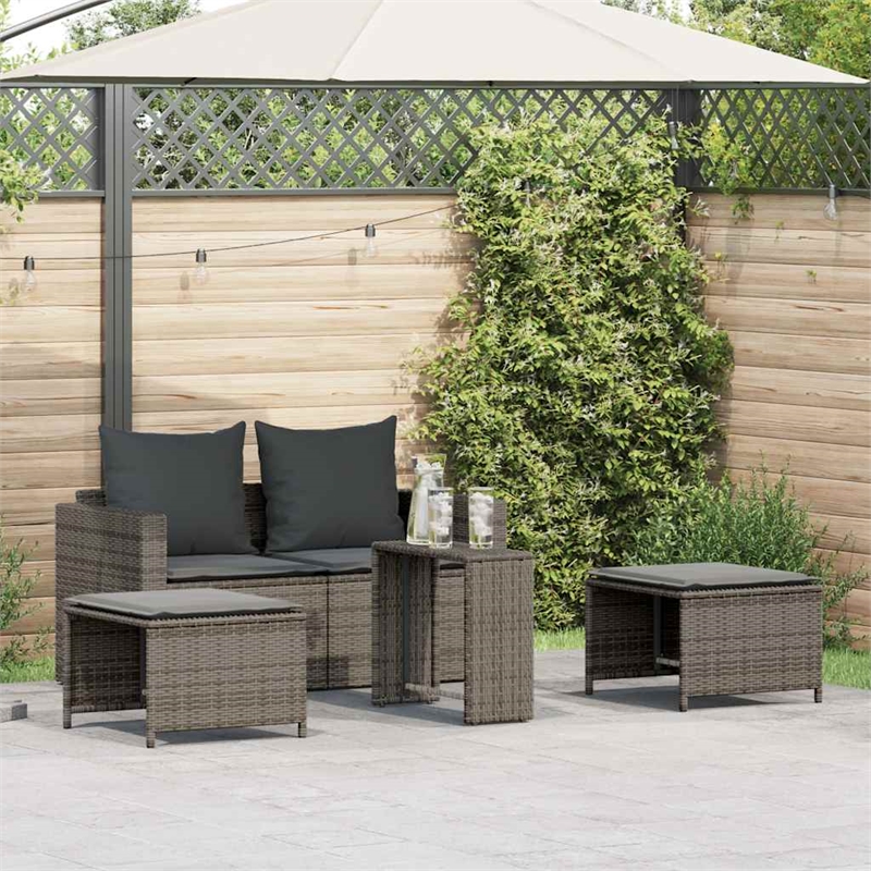 vidaXL Garden Sofa Set in Grey And Dark Grey