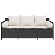 vidaXL 3-Seater PE Rattan And Powder-Coated Steel Garden Sofa in Black