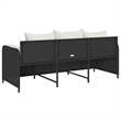 vidaXL 3-Seater PE Rattan And Powder-Coated Steel Garden Sofa in Black