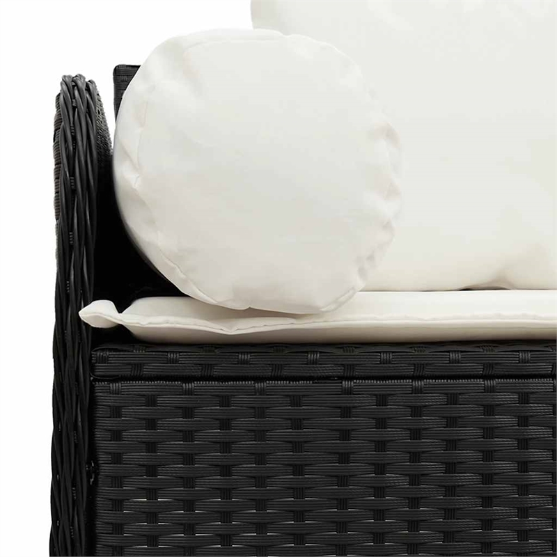 vidaXL 3-Seater PE Rattan And Powder-Coated Steel Garden Sofa in Black