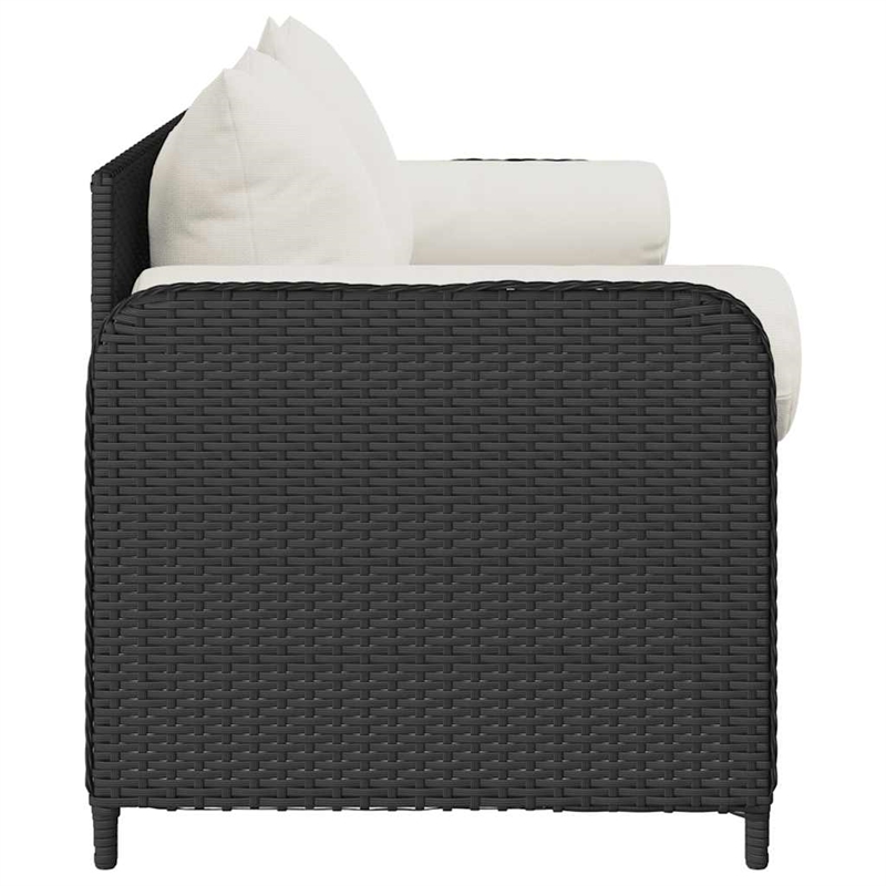 vidaXL 3-Seater PE Rattan And Powder-Coated Steel Garden Sofa in Black