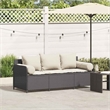 vidaXL 3-Seater PE Rattan And Powder-Coated Steel Garden Sofa in Black