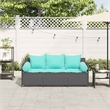 vidaXL 3-Seater Patio Sofa With Cushions in Turquoise And Black Poly Rattan
