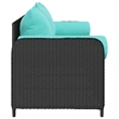 vidaXL 3-Seater Patio Sofa With Cushions in Turquoise And Black Poly Rattan