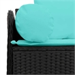 vidaXL 3-Seater Patio Sofa With Cushions in Turquoise And Black Poly Rattan