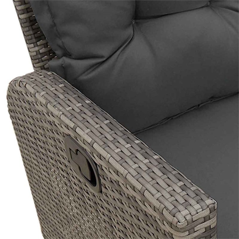 vidaXL 3-Seater PE Rattan And Powder-Coated Steel Reclining Garden Sofa in Grey