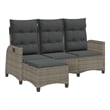vidaXL 3-Seater PE Rattan And Powder-Coated Steel Reclining Garden Sofa in Grey