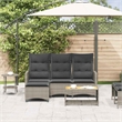 vidaXL 3-Seater PE Rattan And Powder-Coated Steel Reclining Garden Sofa in Grey