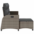 vidaXL 3-Seater PE Rattan And Powder-Coated Steel Reclining Garden Sofa in Grey