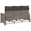 vidaXL 3-Seater PE Rattan And Powder-Coated Steel Reclining Garden Sofa in Grey