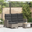 vidaXL 3-Seater PE Rattan And Powder-Coated Steel Reclining Garden Sofa in Grey