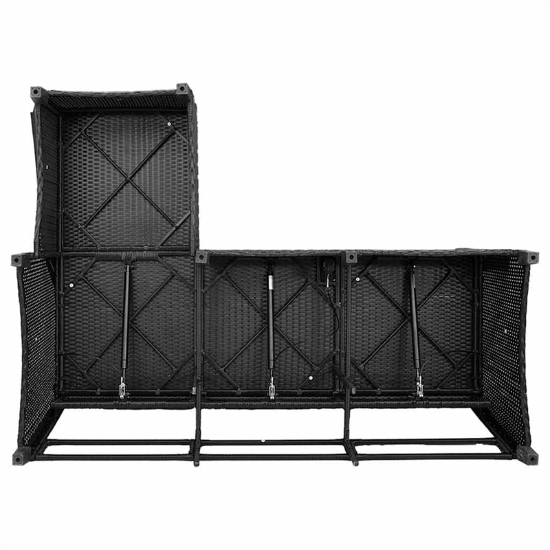 vidaXL L-Shaped Reclining Patio Sofa w/ Cushions in Turquoise/Black Poly Rattan
