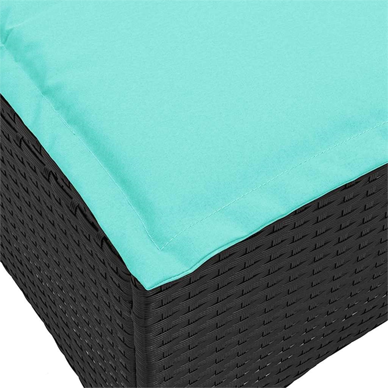 vidaXL L-Shaped Reclining Patio Sofa w/ Cushions in Turquoise/Black Poly Rattan