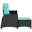 vidaXL L-Shaped Reclining Patio Sofa w/ Cushions in Turquoise/Black Poly Rattan
